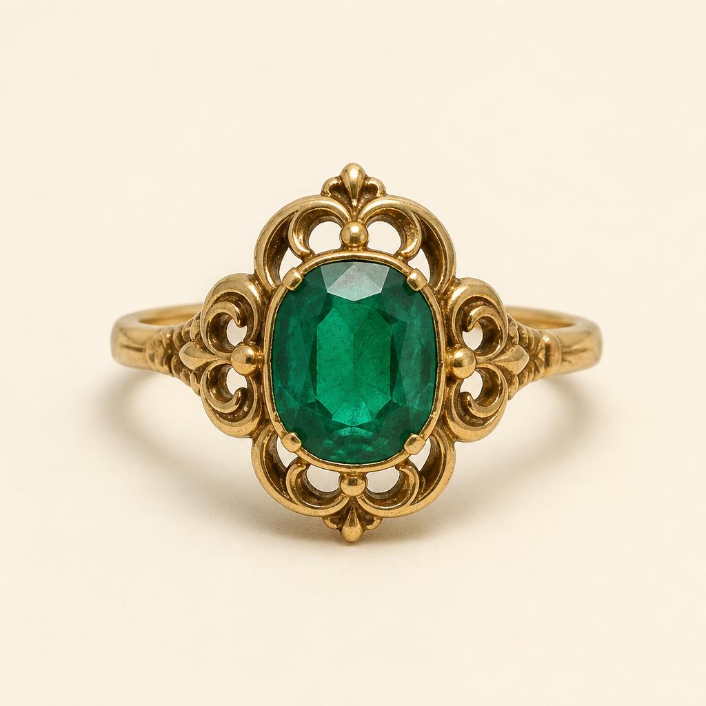 Emerald Scroll Ring